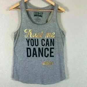 Chin-Up Apparel- Trust me you can dance -Wine, gray racerback tank top